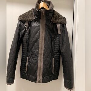 Danier Black and Grey Genuine Leather Ladies Jacket